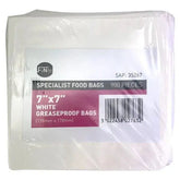 FyNite 7" x 7" White Greaseproof Bags 900 Pieces 178mm x 178mm  Adomoo